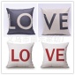厂家批发 定做外贸LOVE棉麻抱枕套 欧式古典亚麻抱枕套